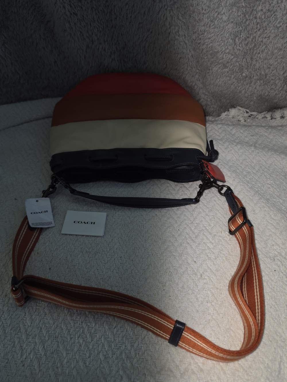 Vintage Coach Quilted Colorblock Multi Coach Badge Field Bucket Bag - Picture 14 of 16